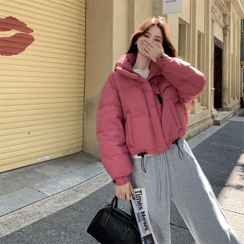 现货新款羽绒服女短款韩版立领简约加厚小个子高级感面包服外套潮,女装羽绒服,网红馆