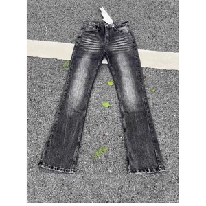 美式复古闪电裂纹牛仔裤加绒加厚直筒裤拖地阔腿裤K8002-P52网图图片