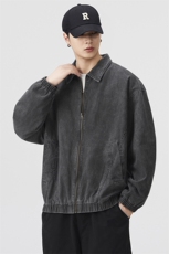 秋季新款现货翻领夹克男纯棉水洗复古上衣外套A157B-JK7946-特P85，男装夹克，电商A157B