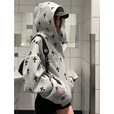 网图有货十字架刺绣满印开衫外套卫衣男女情侣宽松上衣A904-P60，女装短外套，星座1505