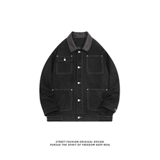 美式潮牌多口袋翻领绒皮夹克复古工装外套A436-W989-P95148，男装夹克，电商A436