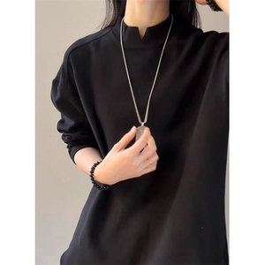 新款女秋冬简约高级感半高领德绒保暖长袖内搭洋气T恤 TD864图片