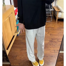 1506/QGE1620A0/P46加绒加厚裤子男款灰色直筒长裤宽松阔腿卫裤，男装休闲裤，星座1506