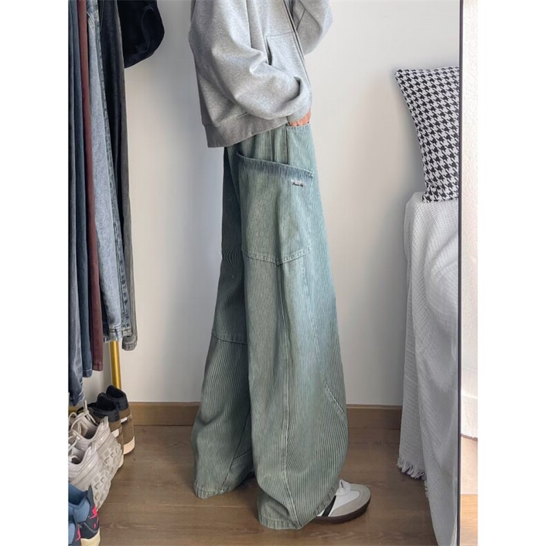 美式复古条纹设计感弯刀廓形工装牛仔裤XK5510P55,男装牛仔裤,星座1116-2