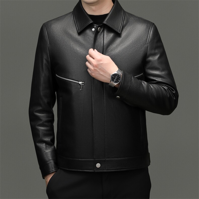 DLSN-D25170秋款海宁男式头层山羊皮真皮皮衣男翻领修身休闲夹克，男装皮衣，电商B360A（原721A）
