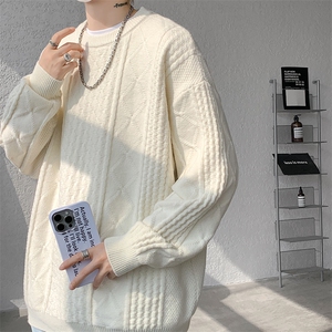 8XL-M圆领毛衣男秋冬季宽松慵懒套头麻花针织衫毛线衣MY19005P68图片