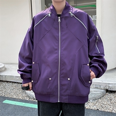 高品质秋款男棒球立领夹克工装双拉链冲锋衣外套JK1067P65，男装夹克，星座1013-1