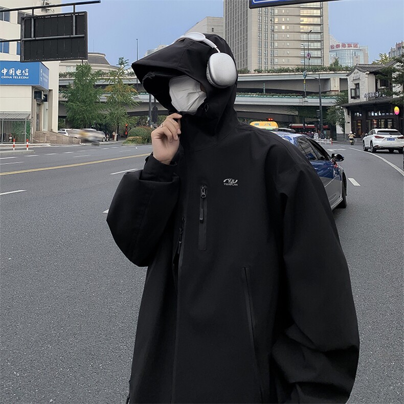 秋季山系户外复古防水冲锋衣男新款连帽露营夹克外套W7963-P60,男装夹克,星座512-4