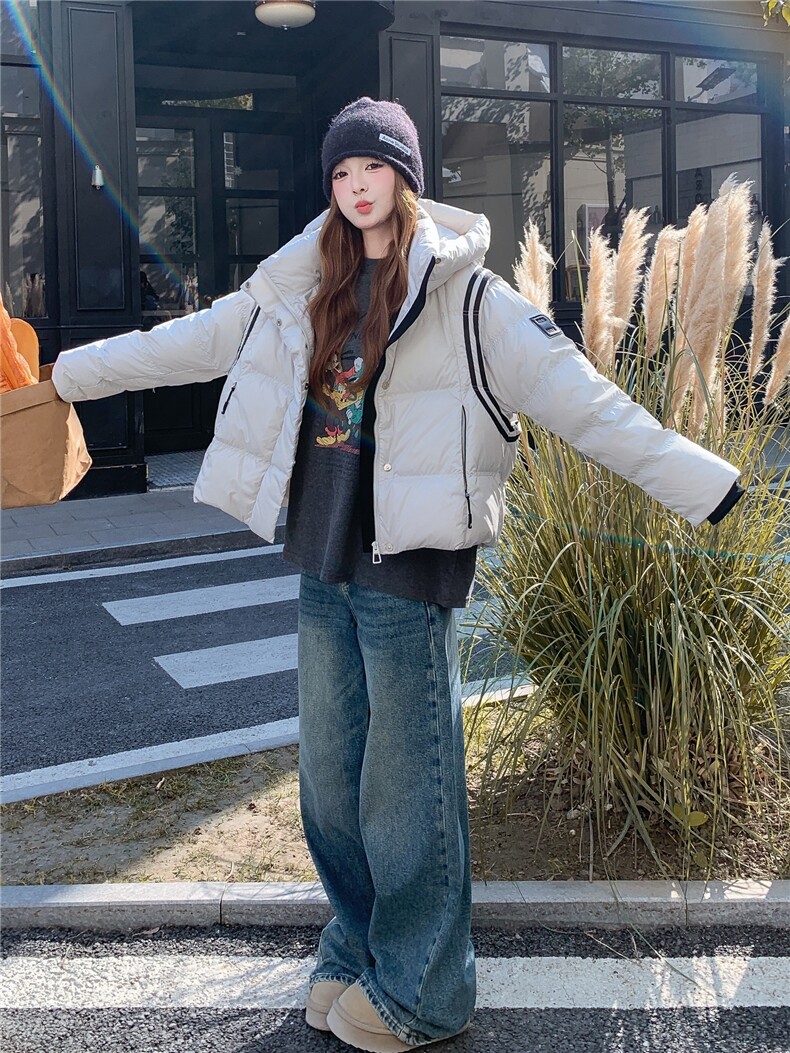 短款连帽羽绒服女2025冬季新款时尚学院风加厚保暖面包服外套,女装羽绒服,慧尚依恋