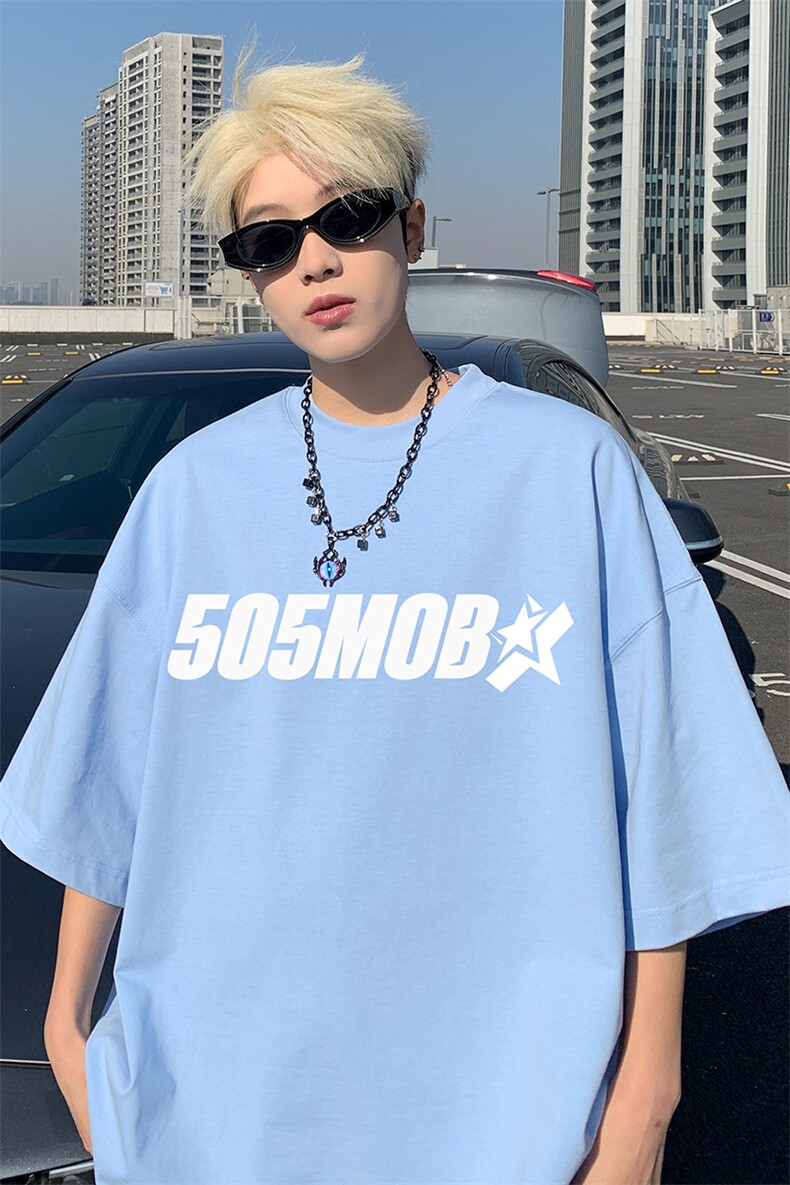 新款抖音直播得物男女短袖T恤220克纯棉T5161P21,男装T恤,电商C408-1(原B339-1)