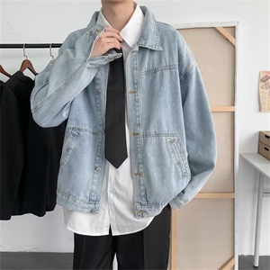 牛仔外套男韩版潮流痞帅衣服炸街工装夹克春秋原宿风外衣 J409图片