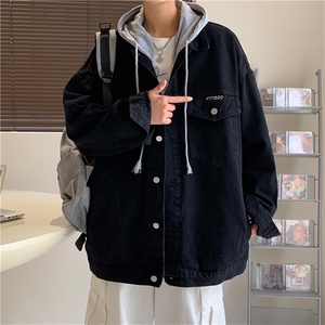夹克连帽牛仔外套ins潮牌男春秋韩版潮流痞帅衣服秋季 W1251-P65图片