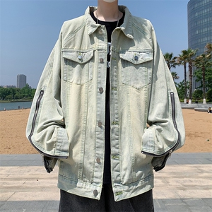 Wt215-P58美式复古拉链水洗牛仔夹克图片