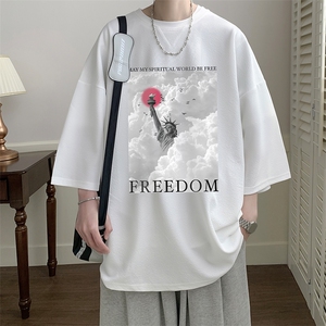 春夏季七分袖t恤男大码五分袖男短袖中袖 Q11326-P30图片