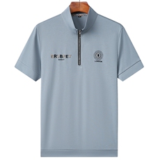 D22865钱塘2020-2夏季男士半拉链休闲精品商务立领短袖T恤P63，男装T恤，钱塘207-2