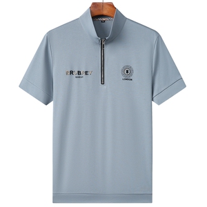 D22865钱塘2020-2夏季男士半拉链休闲精品商务立领短袖T恤P63图片