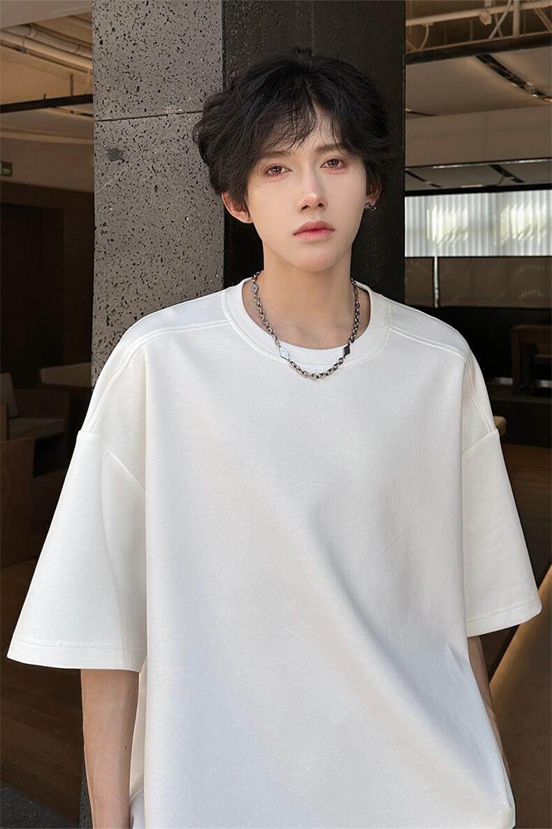 特批P22无差价夏季休闲纯色曼巴棉面料大码五分短袖T恤男T5170,男装T恤,电商A001-1