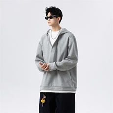 2025春季新款假两件V领连帽卫衣潮特批40，男装卫衣，星座516