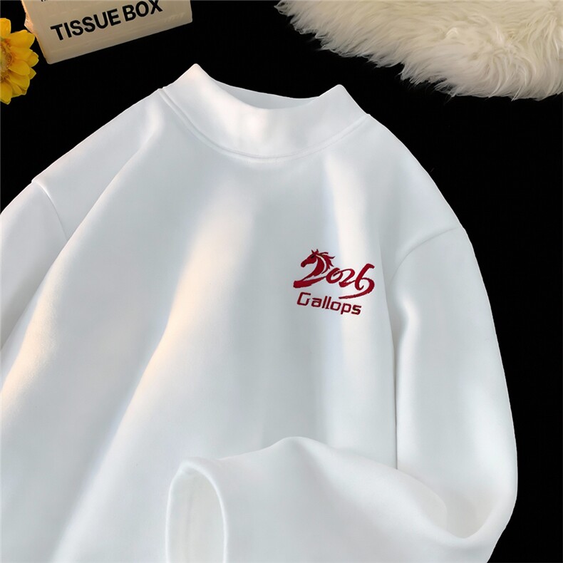 现货/新款重磅半高领刺绣德绒长袖B219A-DR2509-P25/DR2509JR-P35，男装卫衣，电商B219A