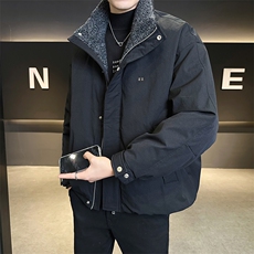 90新标呢料织带拼接立领白鸭绒羽绒服帅气外套YR5606-P299，男装羽绒服，电商D342