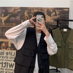美式复古多口袋工装马甲男士无袖坎肩背心潮百搭马夹外套M203-P30图片