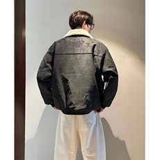 男士美式翻领外套男秋冬潮高级感男装2025年新款复古机车夹克，男装夹克，星座506A