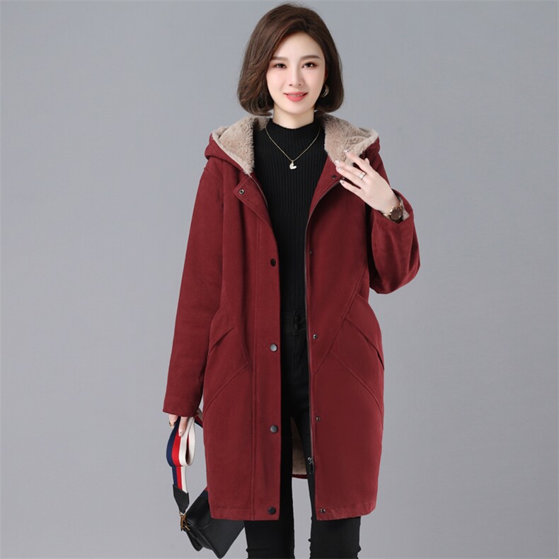 时尚保暖纯棉派克服女款宽松显瘦中长款外套冬季新款潮流女装,女装派克服,韩派