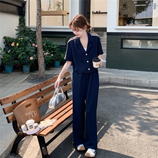 运动休闲套装女夏2025新款超火今年流行洋气时尚减龄阔腿裤两件套，女装套装/套裙，辉之琳