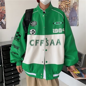 青春流行翻领标准夹克气质慵懒潮新款单排扣印花长袖男日系秋季图片