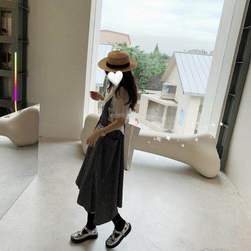 格子背带裙，女装，XTZ style