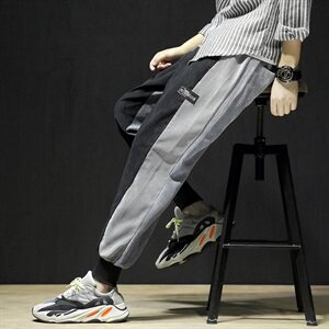 20春季新款日系黑墙大码工装灯芯绒潮流宽松撞色休闲裤K1017-P45图片