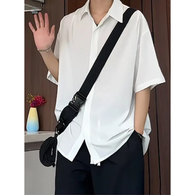 透气冰丝短袖衬衫套装DC2241上衣特P26控58/K8628长裤特P26控58,男装衬衫,电商A007