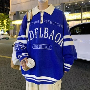 美式复古polo领毛衣男潮牌街头嘻哈情侣针织衫上衣 M618-P40图片