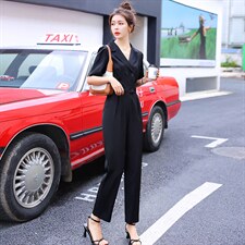 【断码/特价/清仓】卓奈希2268连体裤女2025夏季新款双排扣连衣裤，女装连体裤，木橙西子