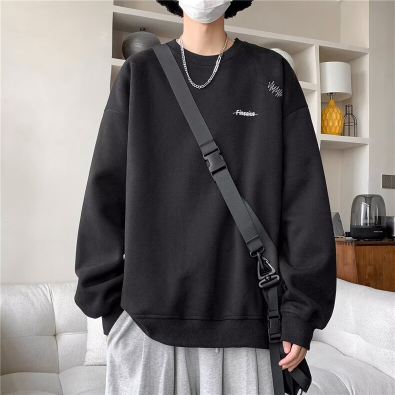 美式潮牌刺绣卫衣男春秋季长袖秋装新款宽松圆领男士上衣DT06/P38,男装卫衣,星座506