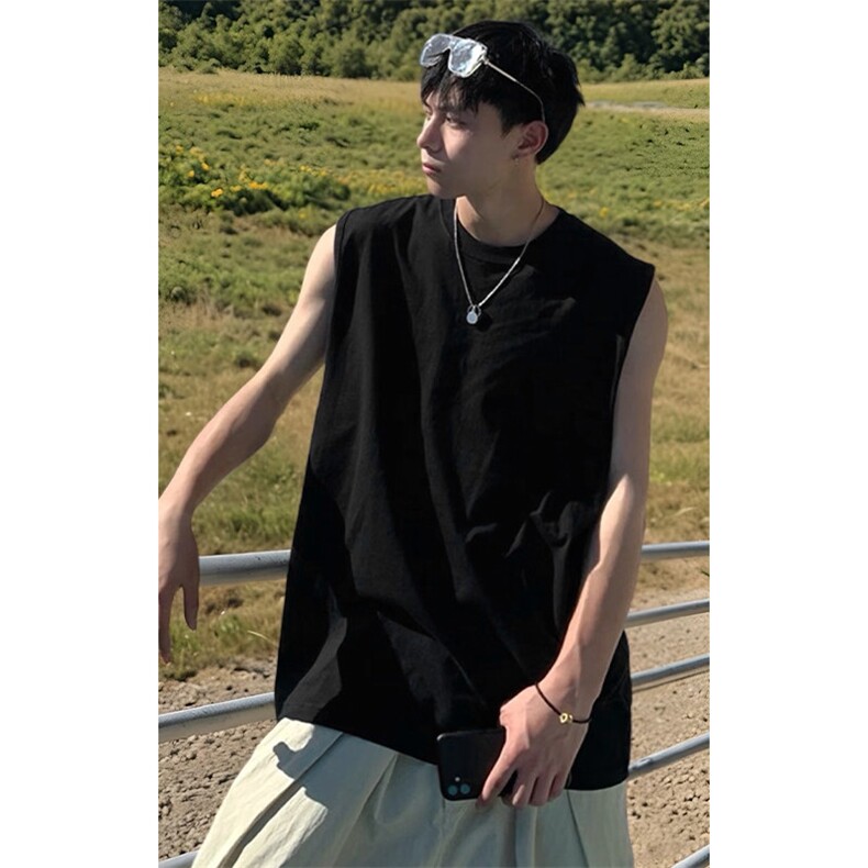 网图2026夏季新款纯棉230g无袖背心T恤男DT6298特P14建议零售价38，男装背心/马甲，电商A001