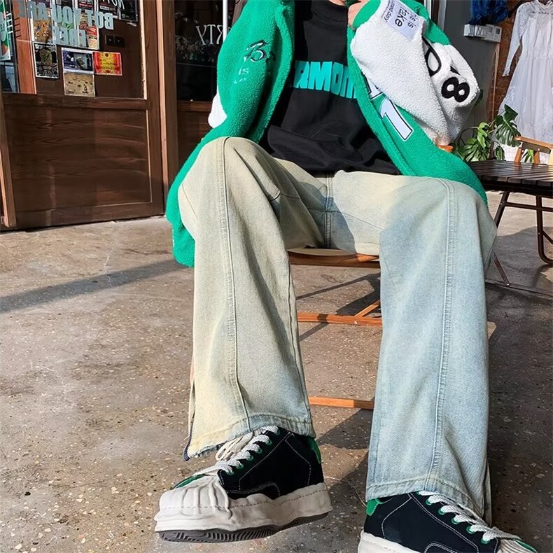 黄泥染牛仔裤男高街vibe复古做旧直筒裤秋季美式G3085P45,男装牛仔裤,星座1116-2