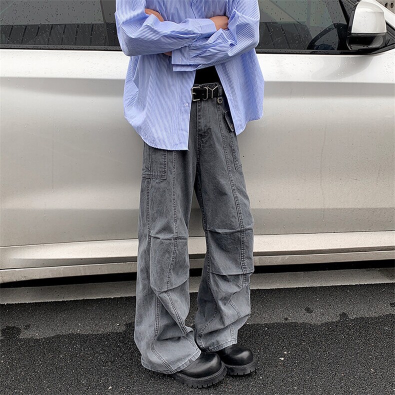 A2051TP58控98-夏季新款得物二开复古工装裤男褶皱休闲裤子网图,男装休闲裤,电商B241