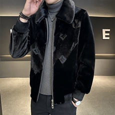 男士商务休闲纯色夹克金貂绒保暖外套中年时尚上衣ZX8928-P230，男装夹克，星座1105-3