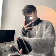 MY127-P59原宿文艺简约气质长袖毛衣日系时尚ins慵懒百搭，男装针织衫/毛衣，电商B323A