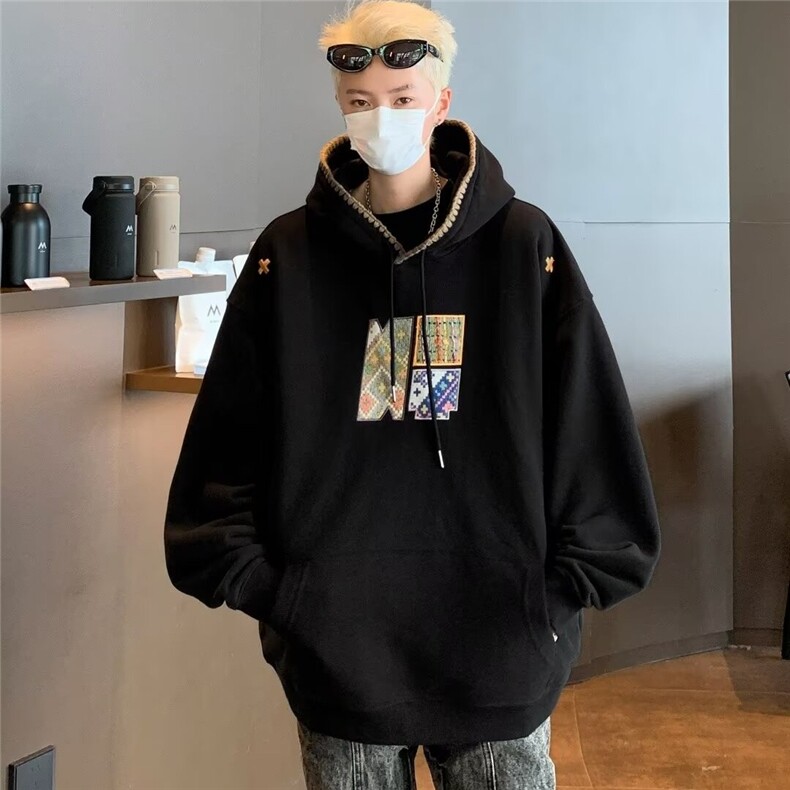 绣花青少年加厚套头复古感百搭潮牌连帽卫衣情侣男女Y8052/P58,男装卫衣,星座506
