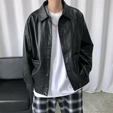 现货-春装皮衣外套男PU机车服皮夹克上衣2025新款A560p95加绒105，男装夹克，电商A351