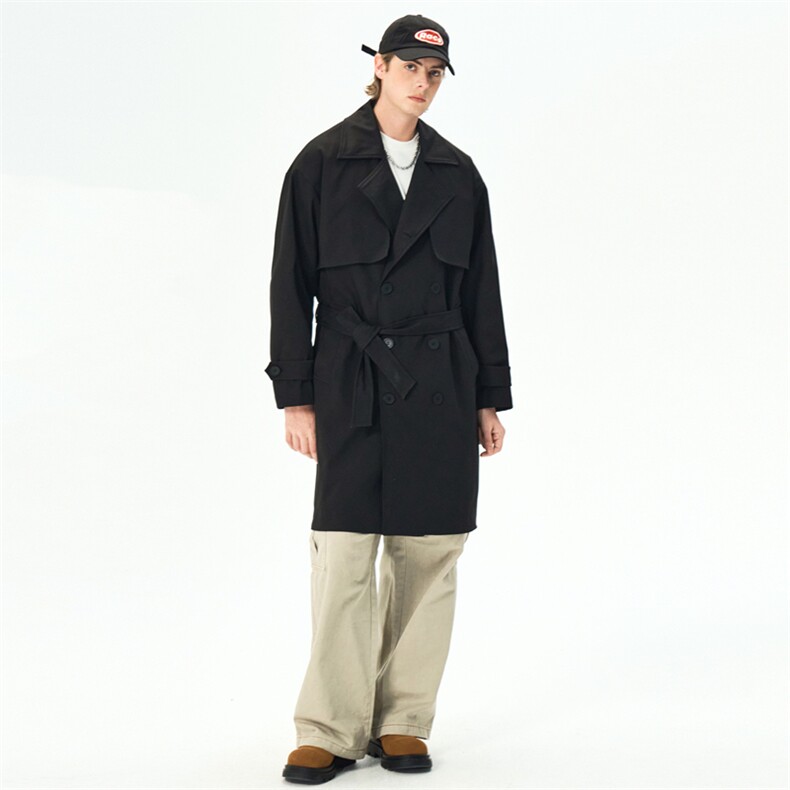 美式复古纯色中长款外套双排扣宽松休闲英伦风风衣JK2525P108，男装夹克，星座309（原A406）