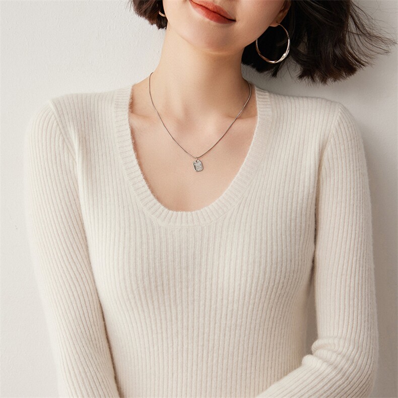 U领抽条女秋冬新款针织35%羊绒衫2024年秋冬季,女装羊绒衫,蒂暖羊绒