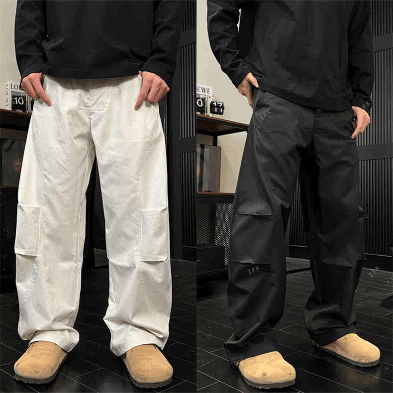 JY777-P45宽松美式阔腿裤百搭立体拼接黑武士休闲弯刀裤潮，男装休闲裤，星座1501-3