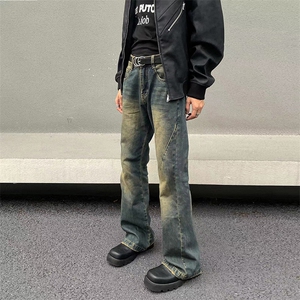 美式ins高街hiphop微喇重工艺水洗复古蓝牛仔裤货号K2322-1P60图片