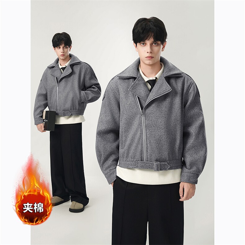 现货A2262TP78控138-秋冬设计感翻领痞帅外套男高街小众短款棉衣,男装棉衣,电商B241