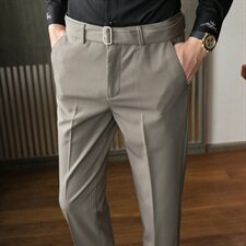 C328-P652021秋冬新款男小西裤长裤修身带腰带加厚纯色-黑色，男装西裤，电商A211
