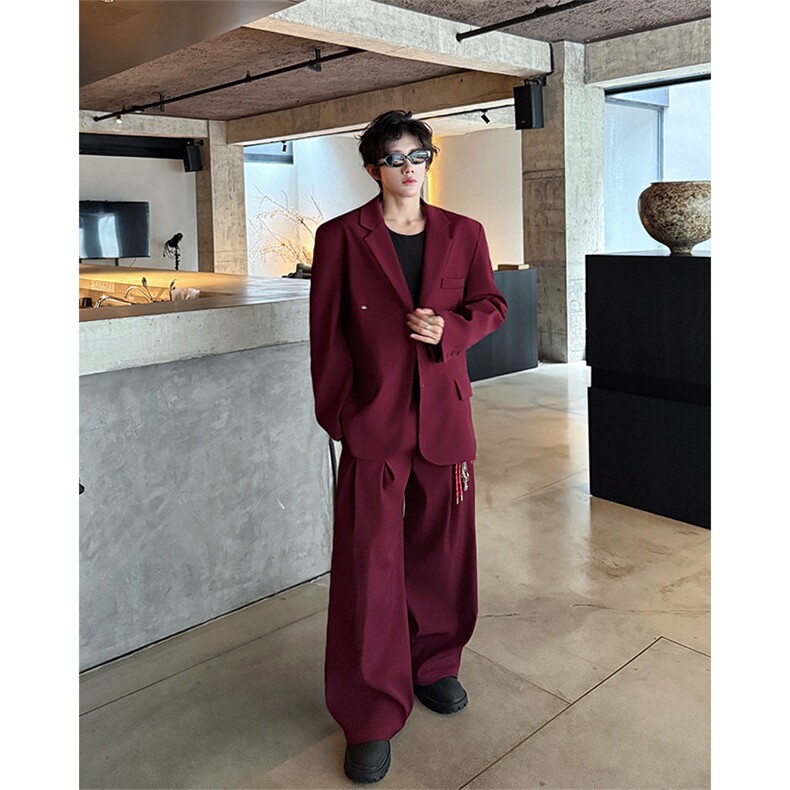 韩版休闲西装套装外套高级痞帅宽松韩版自带垫肩西服外套套装,男装西服,电商B319