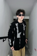 男生新款针织打底衫秋冬宽松慵懒风拼接套头毛衣XZ514-2-MY22-P98，男装T恤，星座514-2(原B239)